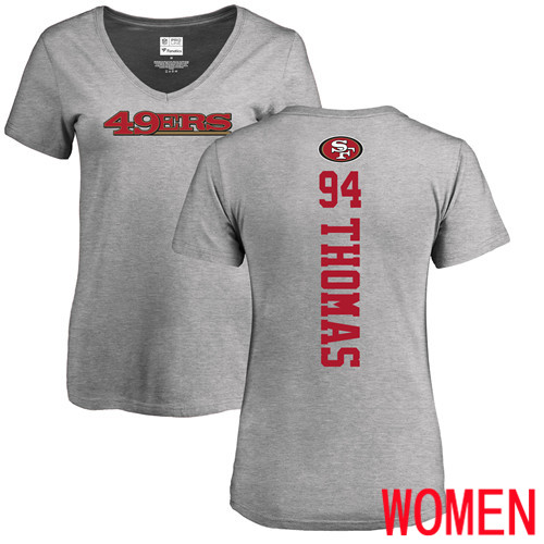 San Francisco 49ers Ash Women Solomon Thomas Backer #94 NFL T Shirt->san francisco 49ers->NFL Jersey